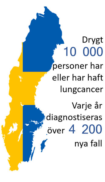 Siluett av Sverige i gult och blått med statistikuppgifter beträffande psoriasis.